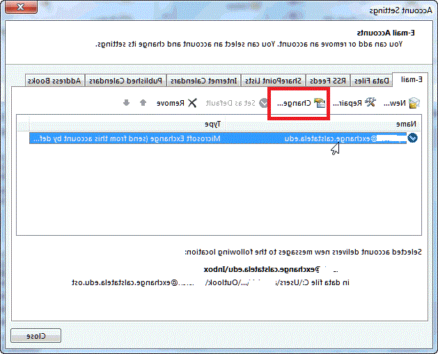 电子邮件帐户选项卡