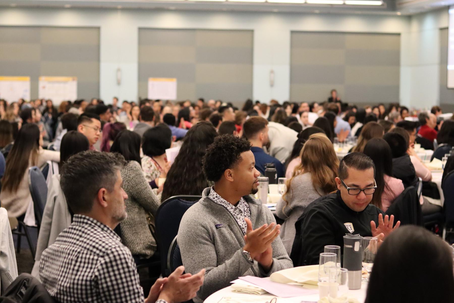 Students attending research event