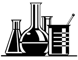 Silhouettes of lab supplies.