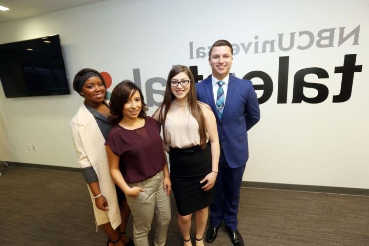 Students smile in NBCUniversal talent office