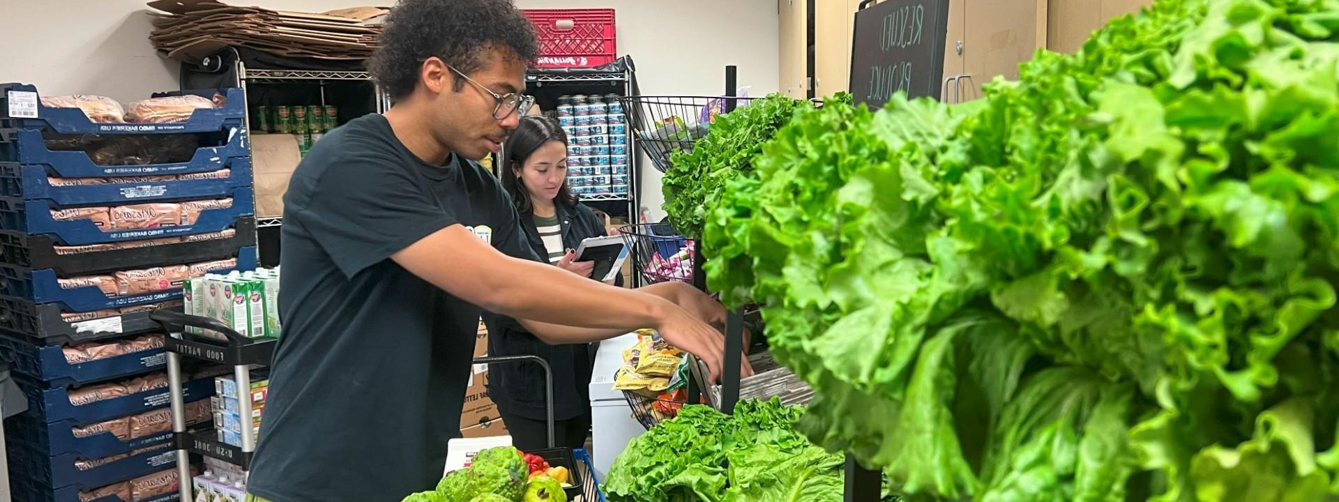 Fellow organizing produce at CSULA Food Pantry